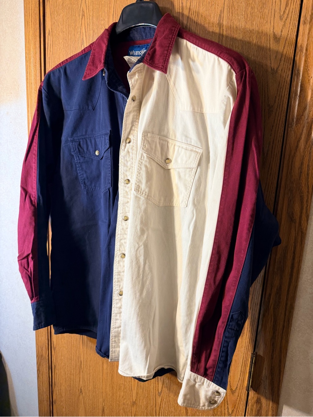 Wrangler 80s Colorblock Pearl Snap Retro Western Shirt - Picture 2 of 7
